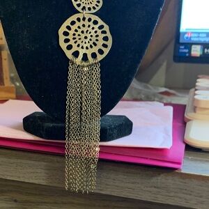 Silver-Tone Tassel Filigree Drop Necklace Women Jewelry